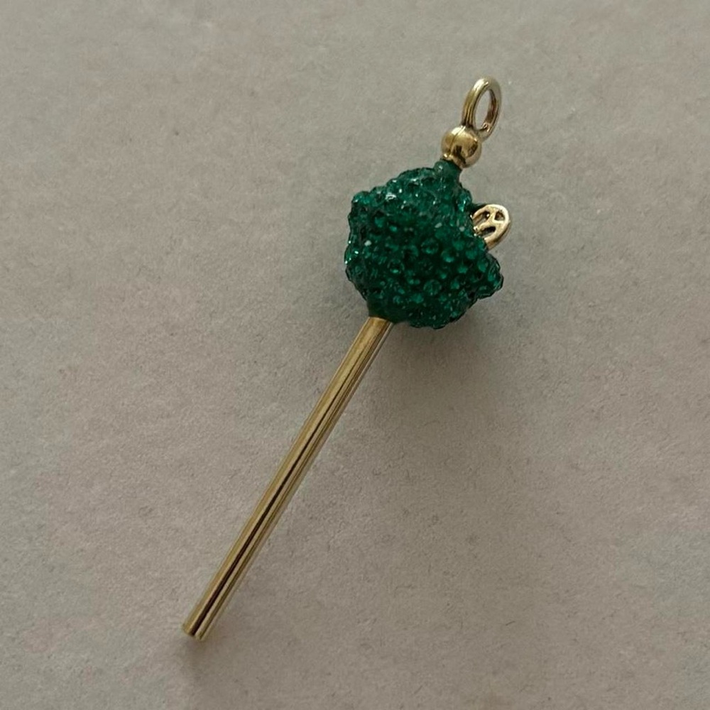 Simone I Smith 925 Sterling Silver Green Swarovski Lollipop Necklace Pendant